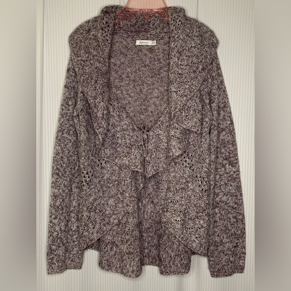 Reitmans Heathered Purple and White Cardigan Open Front Detailed Knit XL